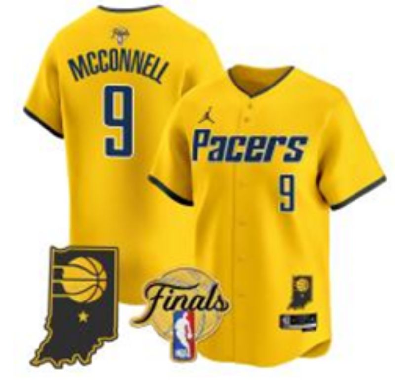 Men 2025 Indiana Pacers #9 Mcconnell Yellow Joint Name NBA Jersey style 31->indiana pacers->NBA Jersey